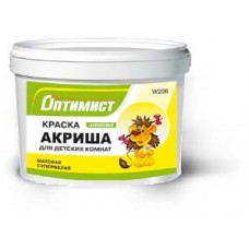 W208, ОПТИМИСТ Краска АКРИША для детских помещений в/д, акриловая, матовая, супербелая, 14кг.